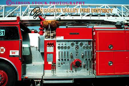 Stock Photo #2313: keywords - clean controls dials emergency equipment fire gauge horz ladder lever new truck valves