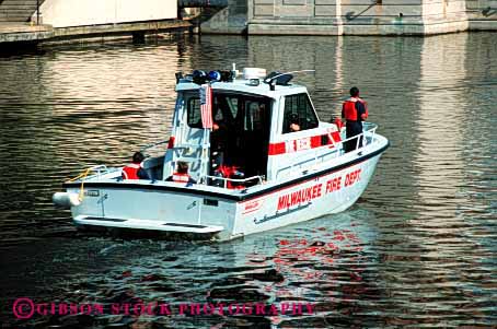 Stock Photo #2314: keywords -  boat department emergency fire float horz milwaukee patrol public river safety service water