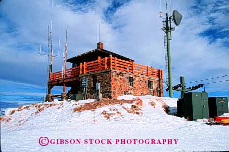 Stock Photo #2328: keywords - alarm antenna baldi cabin cold communicate elevated emergency fire forest high hilltop horz idaho isolated lookout mt. observe panoramic radio remote report smoke snow station telecommunication view winter