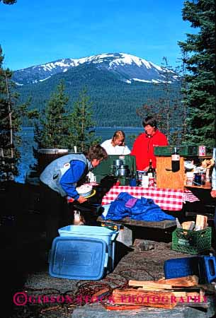 Stock Photo #2358: keywords -  adventure camping equipment female group lake outdoor relationship relax released share summer team together vert woman