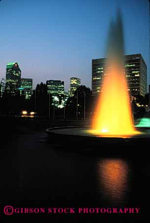 Stock Photo #2403: keywords -  blur carolina charlotte city colorful downtown dusk exposure fountain lighting long marshall motion movement north park pool splash spray squirt time vert water