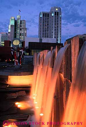 Stock Photo #2406: keywords -  blur buena california cascade city downtown dusk exposure fountain francisco gardens lighting long motion movement pool san splash spray time vert water yerba