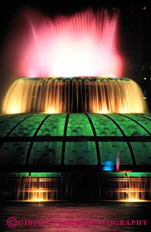 Stock Photo #2407: keywords -  blur cascade city colorful downtown dusk eola exposure florida fountain lake lighting long motion movement orlando pool splash spray time vert water