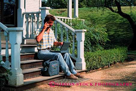 Stock Photo #2426: keywords - business casual cell cellular commerce communicate computer convey data electronic field horz laptop man people person phone phones relax released remote report talk talking talks technology telecommunication telephone telephones transfer use uses using work