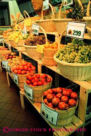 Stock Photo #2445: keywords -  agriculture basket colorful commerce crop display dollar dollars farmers food fruit grape market merchandise number numbers price prices pricing produce product retail sell shelf stand tomato vegetable vert