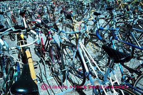 Stock Photo #2450: keywords -  bicycle bicycles bike horz many transportation wheel