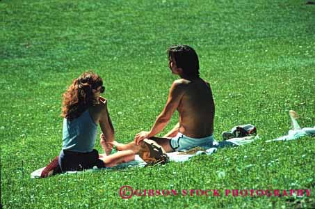 Stock Photo #2458: keywords -  calm couple friend horz lawn not outdoor picnic quiet relax released share skin summer sun sunbath sunburn sunshine talk tan tanning together vacation warm
