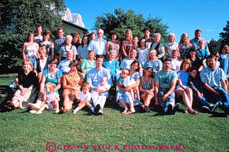 Stock Photo #3369: keywords -  aunt baby brother celebration child families family father gather generations grandfather grandmother horz husband mother multiple outdoor party released reunion sister together uncle vacation wife