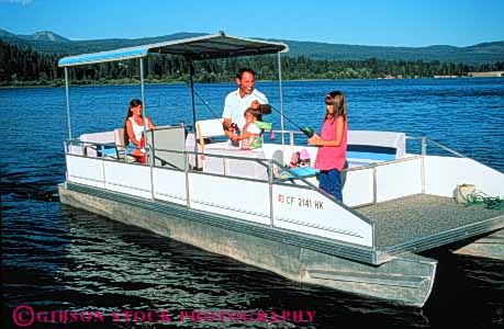 Stock Photo #3379: keywords -  boat california child families family father fishing fun horz houseboat husband lake mother recreation released siskiyou sister sport together vacation wife