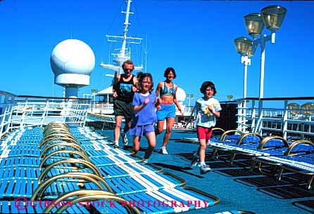 Stock Photo #2558: keywords -  child children cruise daughter exercise family father fitness girl horz jog mother parent recreation released run ship sport together vacation warm workout