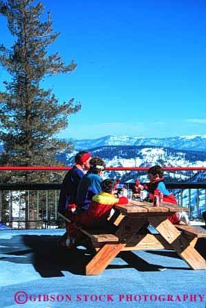 Stock Photo #2588: keywords -  california children dining family father food fun meal mother not outdoor parent play recreation released resort share ski snow sport squaw together valley vert winter