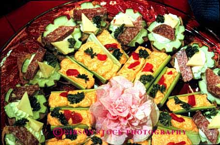 Stock Photo #2616: keywords - appetizer celery cheese finger food fresh horz nibble salami serve snack tray