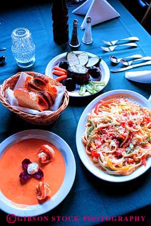 Stock Photo #2635: keywords -  bread diner eat food meal pasta soup vert