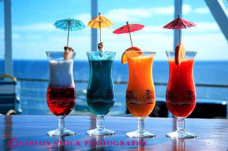 Stock Photo #2658: keywords -  alcohol beverage colorful cruise drinks four fruit horz refresh ship tropical vacation