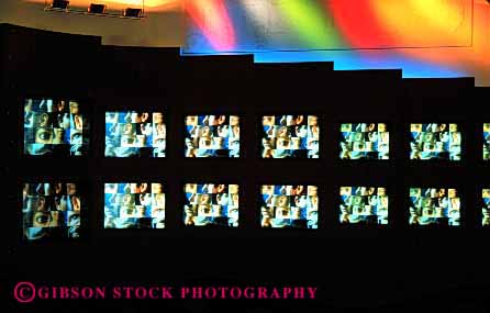 Stock Photo #2719: keywords -  abstract display horz many panel rainbow screens television tv
