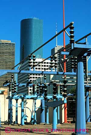 Stock Photo #2722: keywords -  caution city dangerous distribution electrical electricity energy equipment grid hazard houston industry modern power shock substation texas transmission utility vert