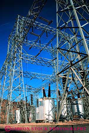 Stock Photo #2723: keywords -  caution dangerous distribution electrical electricity energy equipment grid hazard industry modern power shock substation transmission utility vert