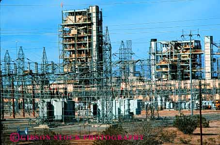 Stock Photo #2727: keywords -  burn burning burns caution complex dangerous distribution electrical electricity energy equipment fossil fuel fuels generate generates generating grid hazard horz industrial industry las modern nevada oil petroleum plant plants power shock site sites transmission utility vegas