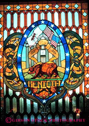 Stock Photo #2749: keywords -  abstract benicia california color colorful craft create creative glass hotel light stained translucent transparent union vert window