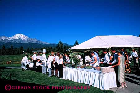 Stock Photo #2765: keywords - affection bride buffet california celebrate commitment family groom horz husband love man marriage mount outdoor released share shasta table together vow wedding wife woman