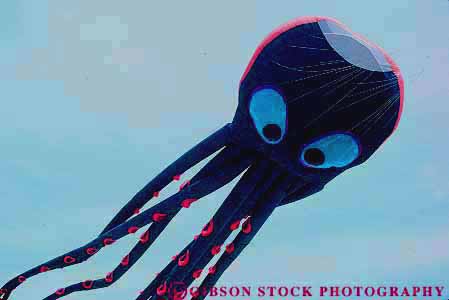 Stock Photo #13731: keywords -  aerodynamic aerodynamics air animal animals flight fly flying horz kite kites lift lifted lifting lifts octopus sky wind