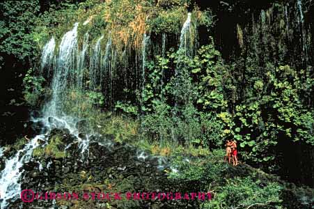 Stock Photo #2808: keywords -  affection along couple embrace fun hike horz hug husband intimate landscape lush outdoor play recreation released scenic share solitude summer together water waterfall wet wife wilderness