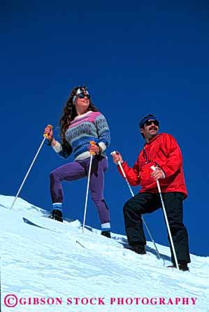 Stock Photo #2831: keywords -  affection alone country couple cross exercise fun husband intimate play private released share ski snow solitude sun sunshine together vert wife winter workout