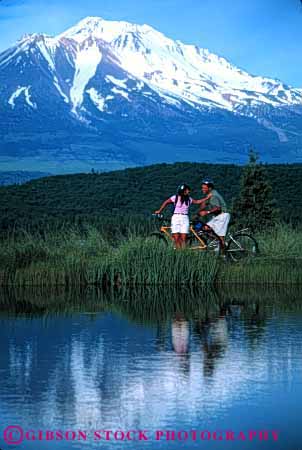Stock Photo #2838: keywords - affection alone bicycle bike california couple exercise fitness fun husband intimate mount mountain play private reflection released share shasta solitude summer sun sunshine together travel vert water wife