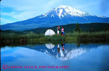Stock Photo #2847: keywords -  affection alone backpack california camp camping couple fun horz husband intimate landscape mount mountain play private reflection released scenic share shasta solitude summer sun sunshine tent together travel water wife wilderness