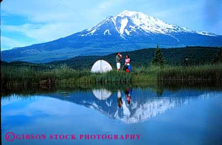 Stock Photo #2847: keywords - affection alone backpack california camp camping couple fun horz husband intimate landscape mount mountain play private reflection released scenic share shasta solitude summer sun sunshine tent together travel water wife wilderness