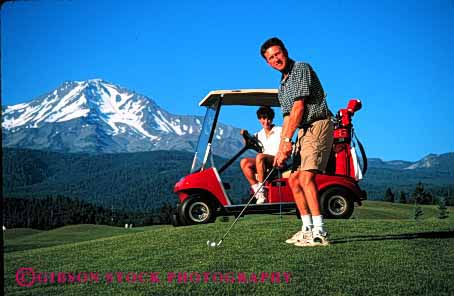 Stock Photo #2848: keywords -  affection alone california cart colorful couple fun golf horz husband intimate mount mountain play private released share shasta solitude spring summer sun sunshine together travel wife