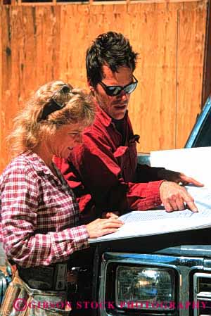 Stock Photo #2859: keywords - affection building construction consult contractor couple explain husband instruct intimate love plans released share study summer team together vert wife