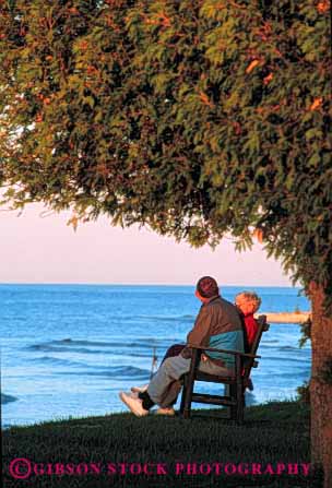Stock Photo #2888: keywords -  couple elderly grandparent husband lake mature not relax released rest senior share sit team together vert wife