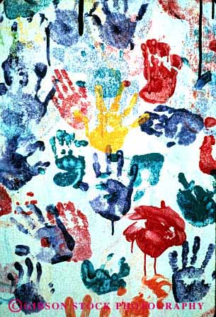 Stock Photo #2906: keywords - abstract art child colorful drip finger hand outline paint palm play vert