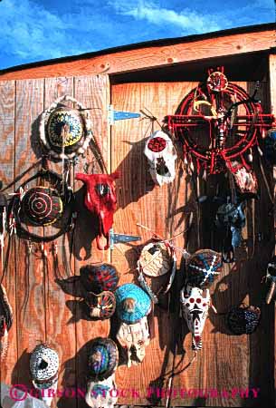 Stock Photo #2907: keywords -  american art bone cattle display folk head indian native painted sculpture skulls southwest steer vert