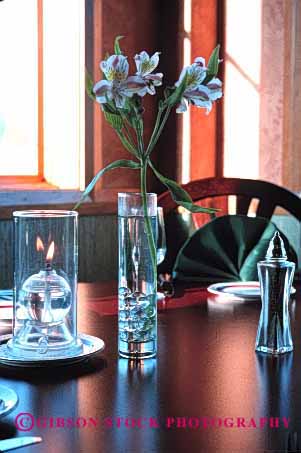 Stock Photo #2910: keywords - and candle flower light romantic setting soft table vert
