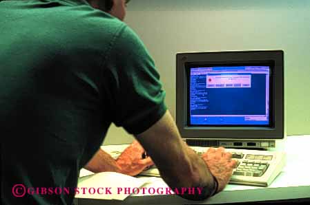 Stock Photo #2916: keywords -  business computer graphic horz keyboard man monitor released technology