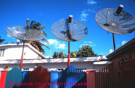 Stock Photo #2996: keywords -  antenna broadcast communicate dishes electronic equipment horz industry metal network receive reception residential satellite technology telecommunicate telecommunications television