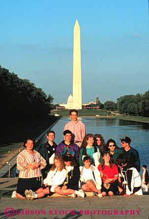 Stock Photo #3029: keywords -  class coed dc explore group not portrait pose recreation released school see site student summer teen teenage teenagers tourist traveler trip vacation vert visitor washington