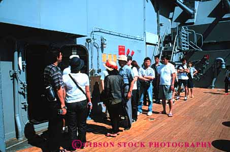 Stock Photo #3038: keywords -  explore group hawaii horz japanese missouri not oahu recreation released see ship site summer tour tourist traveler uss vacation visitor