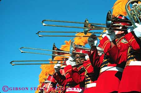 Stock Photo #3079: keywords -  band celebrate colorful coordinate horz marching move music musician noise not parade performance practice released row show sound team together uniform walk