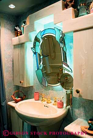 Stock Photo #3083: keywords - architecture bathroom custom decorate design home house interior mirror modern sink vert