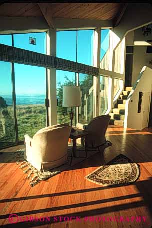 Stock Photo #3085: keywords -  architecture custom decorate design floor home house interior light modern ocean picture vert view window wood