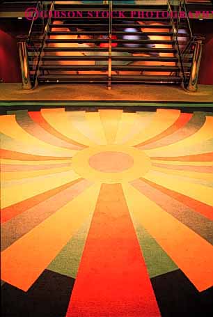 Stock Photo #3088: keywords -  architecture bright colorful custom decorate design geometric geometry house interior modern radial rug steps vert