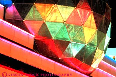 Stock Photo #3425: keywords -  abstract architecture bowling building colorful geodesic geometry horz lighting national nevada pattern reno stadium triangle