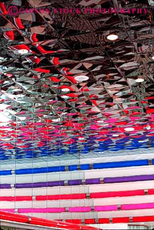 Stock Photo #3110: keywords -  abstract architecture bright ceiling chrome color colorful design geometric geometry interior lighting pattern reflection shiny vert