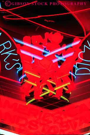 Stock Photo #3120: keywords - abstract architecture bright color colorful design double exposure geometric geometry lighting neon nevada night pattern red reno sign vert