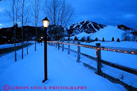Stock Photo #3129: keywords -  abstract blue bright cold dawn decorate design fence horz idaho lamp lighting pattern rural snow soft sun valley winter