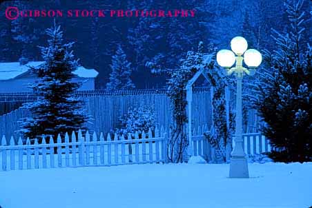 Stock Photo #3131: keywords -  abstract blue bright cold design dusk home horz lamp landscape lighting pattern residential snow soft winter