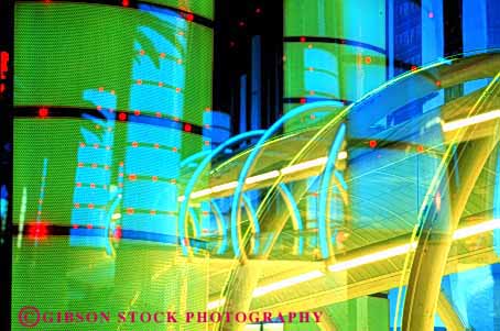 Stock Photo #3138: keywords -  abstract architecture bright color colorful design double exposure geometric geometry green horz las lighting nevada night pattern vegas